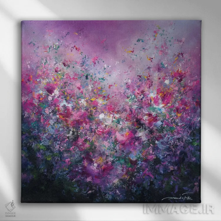 تابلو انتزاعی سمفونی بهار اثر ژانیکا تالتس - نمای روبهرو روی دیوار
