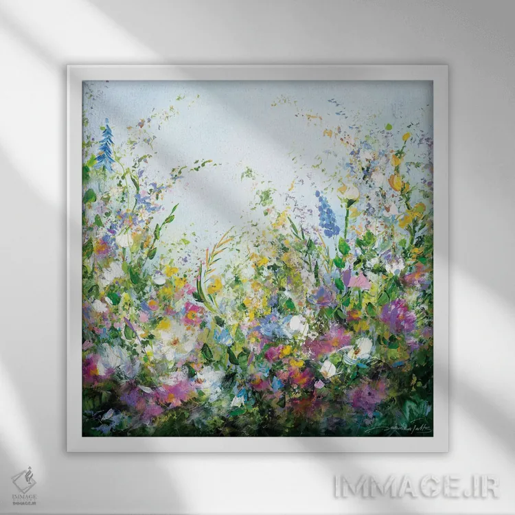 تابلو انتزاعی یک روز عالی اثر ژانیکا تالتس - نمای قابدار سفید