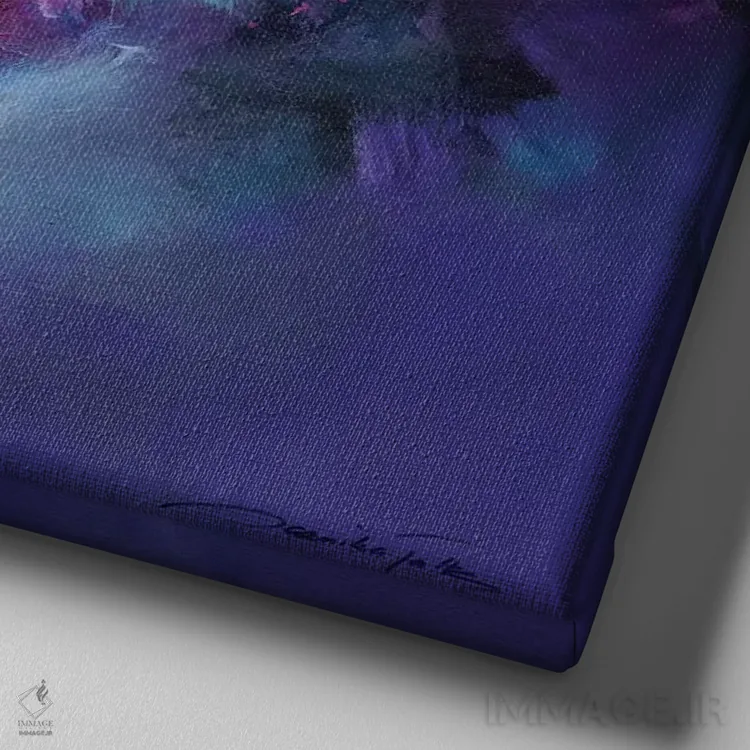 تابلو انتزاعی کریستالی اثر ژانیکا تالتس - نمای نزدیک بافت بوم