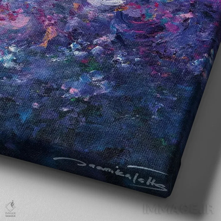 تابلو انتزاعی همیشه تا ابد اثر ژانیکا تالتس - نمای نزدیک بافت بوم