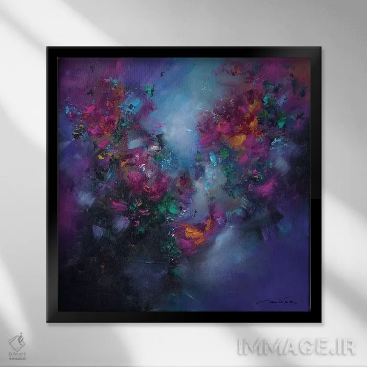 تابلو انتزاعی کریستالی اثر ژانیکا تالتس - نمای قابدار مشکی