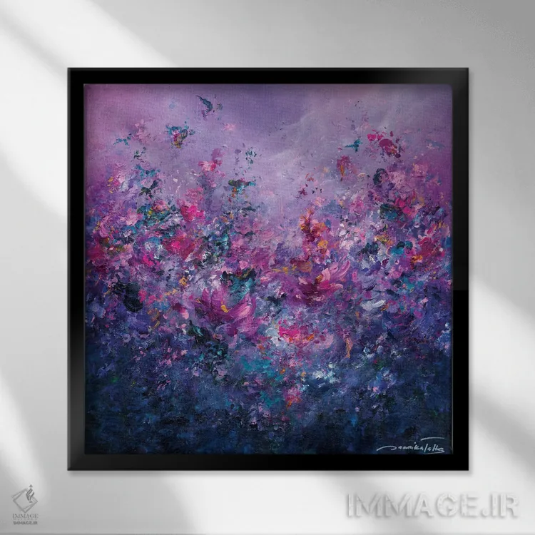 تابلو انتزاعی همیشه تا ابد اثر ژانیکا تالتس - نمای قابدار مشکی