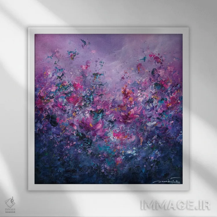 تابلو انتزاعی همیشه تا ابد اثر ژانیکا تالتس - نمای قابدار سفید