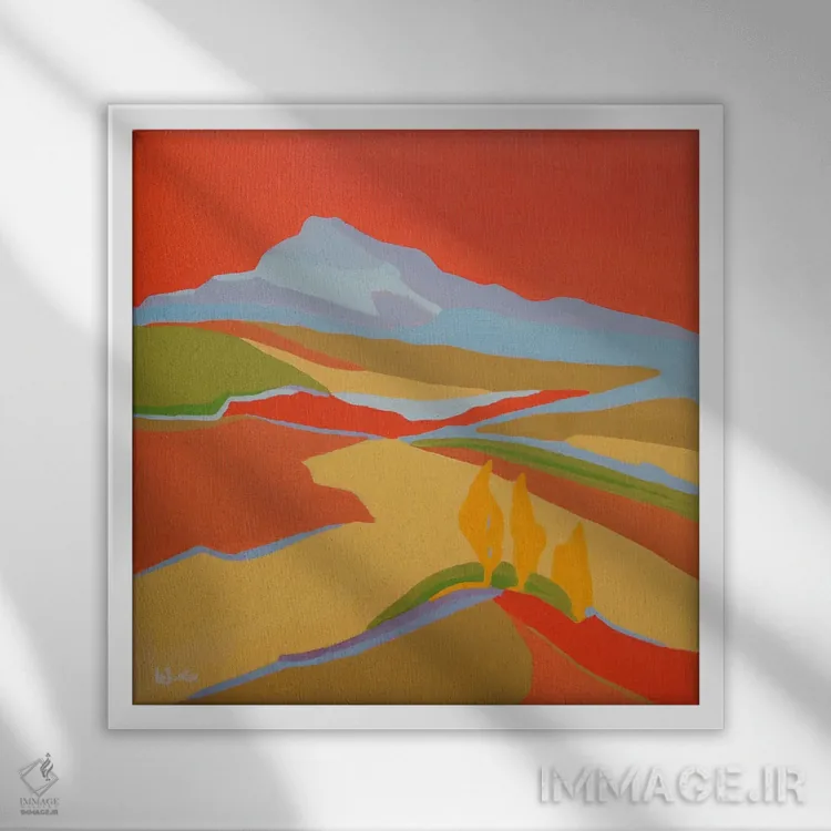 تابلو دکوراتیو درختان سرو زرد اثر ژان-نوئل لو ژونتر - نمای قابدار سفید