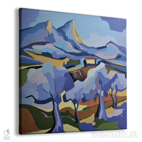 تابلو دکوراتیو باغ زیتون نزدیک کوه سن-لو اثر ژان-نوئل لو ژونتر - نمای پرسپکتیو محصول