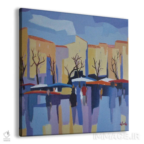 تابلو دکوراتیو بازار روز در فرانسه اثر ژان-نوئل لو ژونتر - نمای پرسپکتیو محصول