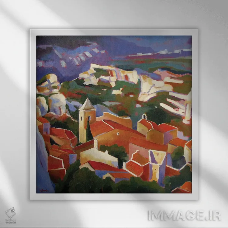 تابلو دکوراتیو لس بو-دو-پروانس اثر ژان-نوئل لو ژونتر - نمای قابدار سفید
