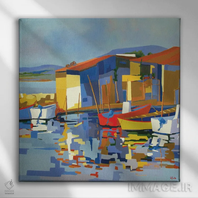 تابلو دکوراتیو کلبه های ماهیگیران در ست اثر ژان-نوئل لو ژونتر - نمای روبهرو روی دیوار