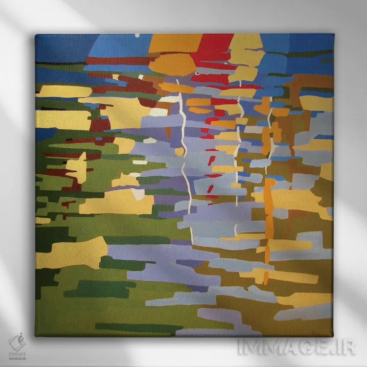 تابلو دکوراتیو انعکاس قایق ها در آب I اثر ژان-نوئل لو ژونتر - نمای روبهرو روی دیوار