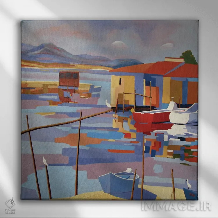 تابلو دکوراتیو A Harbor In The South Of France II,ست، بندری در جنوب… اثر ژان-نوئل لو ژونتر - نمای روبهرو روی دیوار