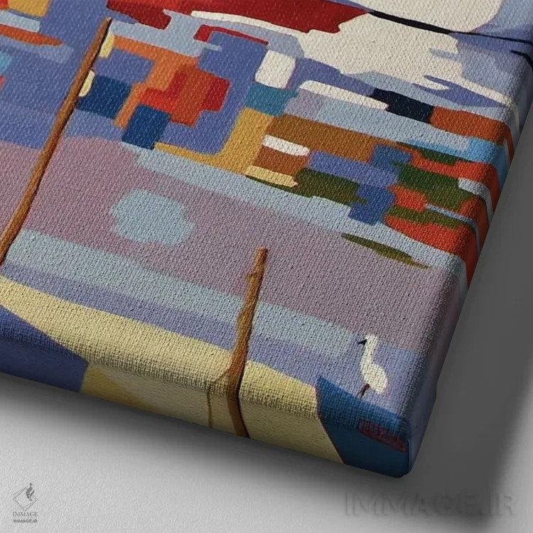 تابلو دکوراتیو A Harbor In The South Of France II,ست، بندری در جنوب… اثر ژان-نوئل لو ژونتر - نمای نزدیک بافت بوم