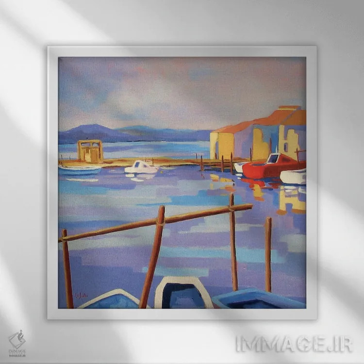 تابلو دکوراتیو A Harbor In The South Of France I,ست، بندری در جنوب ف… اثر ژان-نوئل لو ژونتر - نمای قابدار سفید