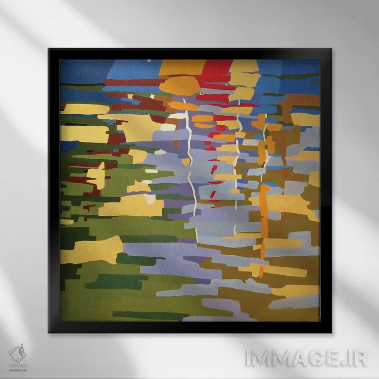 تابلو دکوراتیو انعکاس قایق ها در آب I اثر ژان-نوئل لو ژونتر - نمای قابدار مشکی