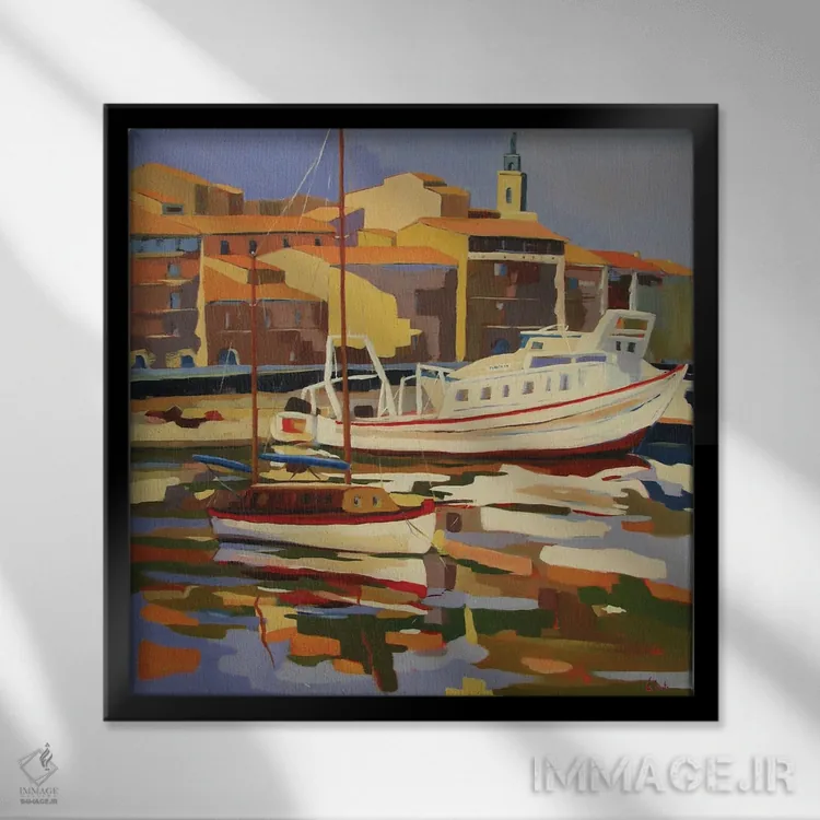 تابلو دکوراتیو A City In The South Of France,ست، شهری در جنوب فرانسه اثر ژان-نوئل لو ژونتر - نمای قابدار مشکی