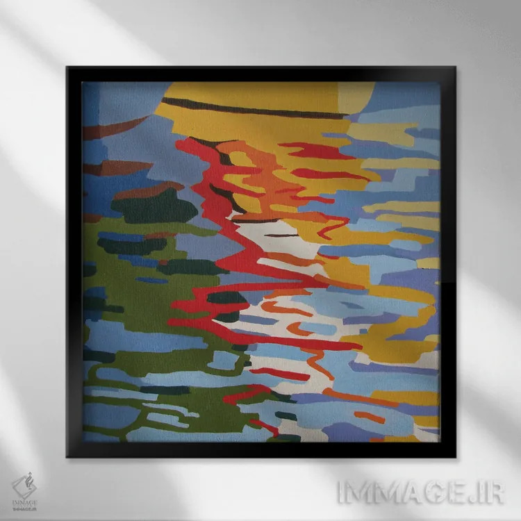 تابلو دکوراتیو انعکاس قایق ها در آب II اثر ژان-نوئل لو ژونتر - نمای قابدار مشکی