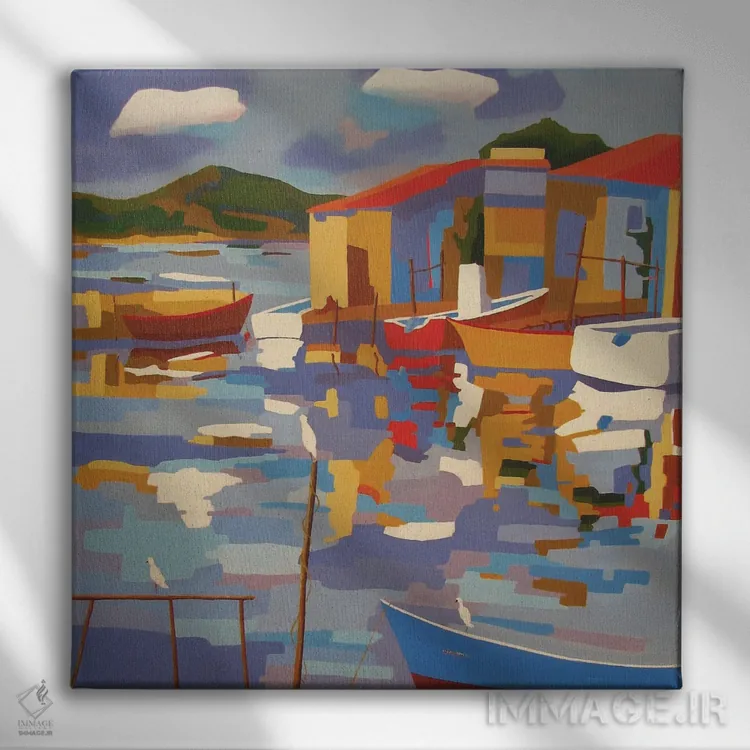 تابلو دکوراتیو A Harbor In The South Of France III,ست، بندری در جنوب… اثر ژان-نوئل لو ژونتر - نمای روبهرو روی دیوار