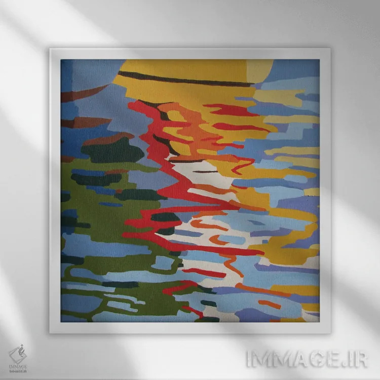 تابلو دکوراتیو انعکاس قایق ها در آب II اثر ژان-نوئل لو ژونتر - نمای قابدار سفید