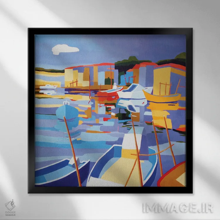 تابلو دکوراتیو La Pointe Courte Harbor,ست، بندر لا پوئن کوت اثر ژان-نوئل لو ژونتر - نمای قابدار مشکی