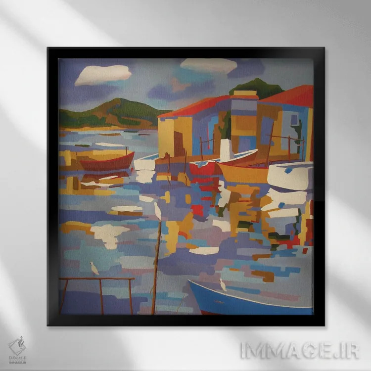 تابلو دکوراتیو A Harbor In The South Of France III,ست، بندری در جنوب… اثر ژان-نوئل لو ژونتر - نمای قابدار مشکی