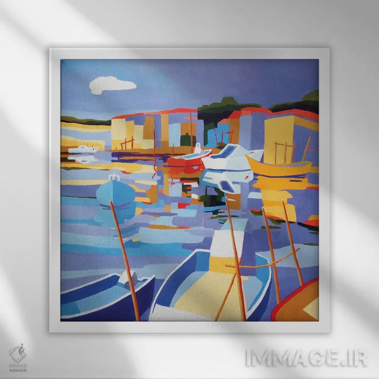 تابلو دکوراتیو La Pointe Courte Harbor,ست، بندر لا پوئن کوت اثر ژان-نوئل لو ژونتر - نمای قابدار سفید