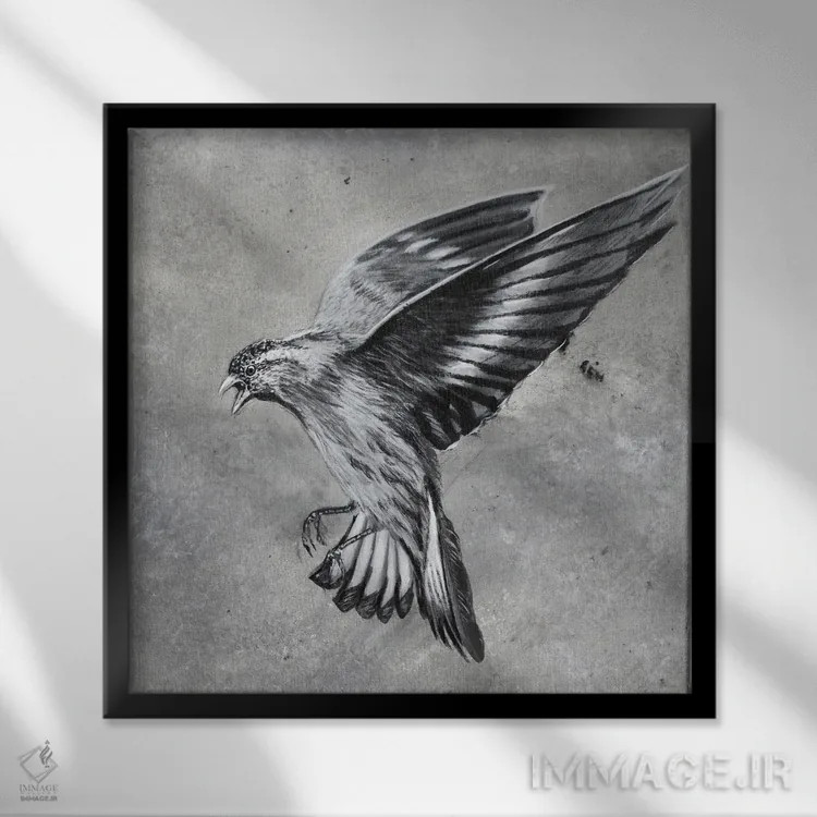 تابلو دکوراتیو حمله پرنده اثر جونیر ناوارو - نمای قابدار مشکی