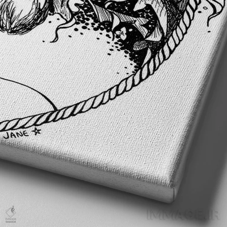 تابلو دکوراتیو مرد سبز اثر جین استار ویلز - نمای نزدیک بافت بوم