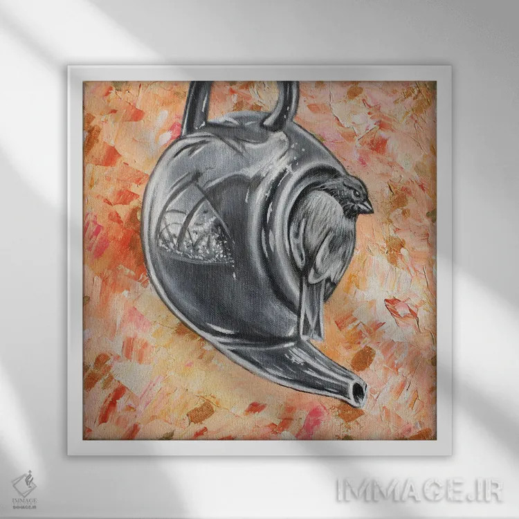 تابلو دکوراتیو لانه پرنده اثر جونیر ناوارو - نمای قابدار سفید