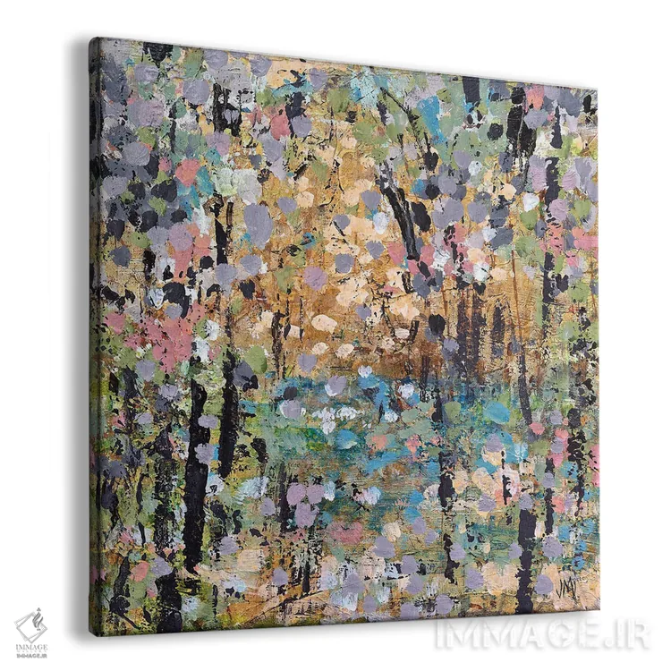 تابلو انتزاعی مسیر مه آلود گل ها اثر جودی ماس - نمای پرسپکتیو محصول