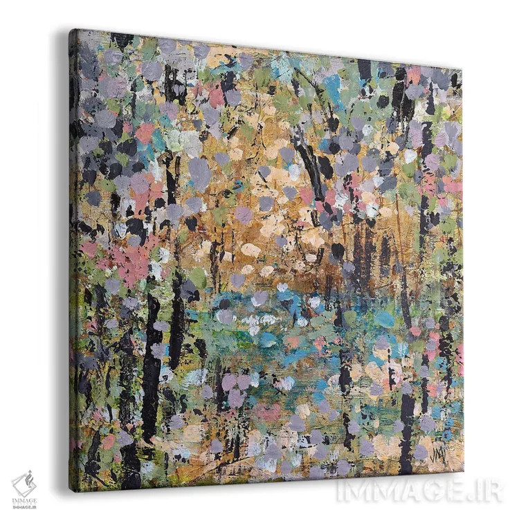 تابلو انتزاعی مسیر مه آلود گل ها اثر جودی ماس - نمای پرسپکتیو محصول