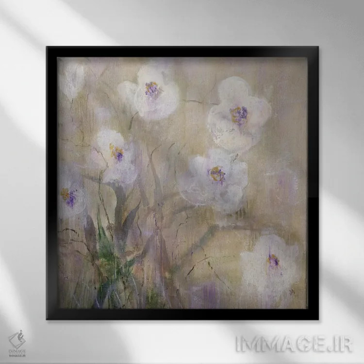 تابلو مدرن ارکیده شکوفا اثر جودی ماس - نمای قابدار مشکی