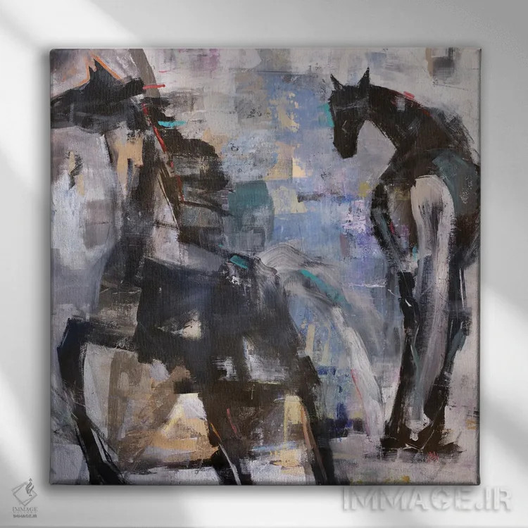 تابلو انتزاعی دم های افشاگر اثر جودی ماس - نمای روبهرو روی دیوار