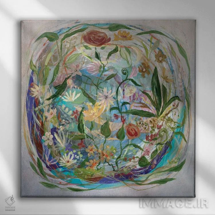 تابلو انتزاعی هدیه زندگی اثر جودی ماس - نمای روبهرو روی دیوار