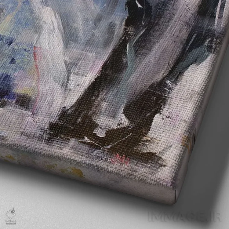 تابلو انتزاعی دم های افشاگر اثر جودی ماس - نمای نزدیک بافت بوم