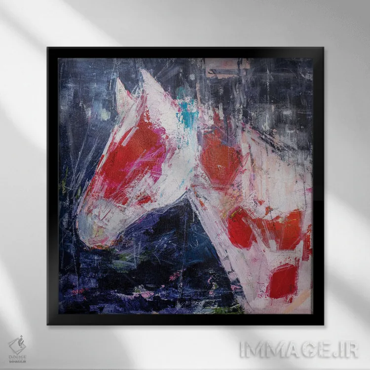 تابلو دکوراتیو کره اسب خجالتی اثر جودی ماس - نمای قابدار مشکی