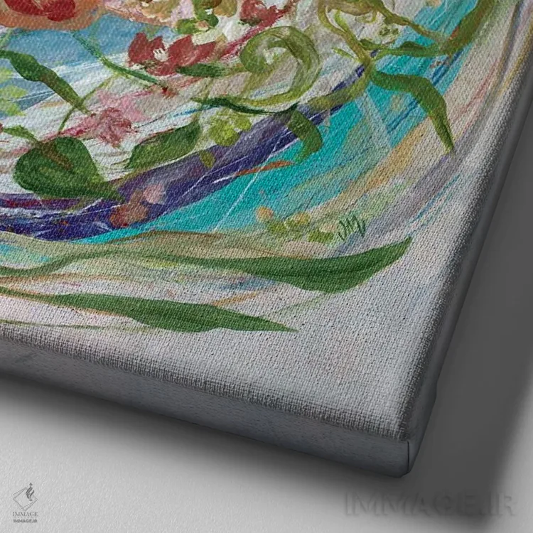 تابلو انتزاعی هدیه زندگی اثر جودی ماس - نمای نزدیک بافت بوم