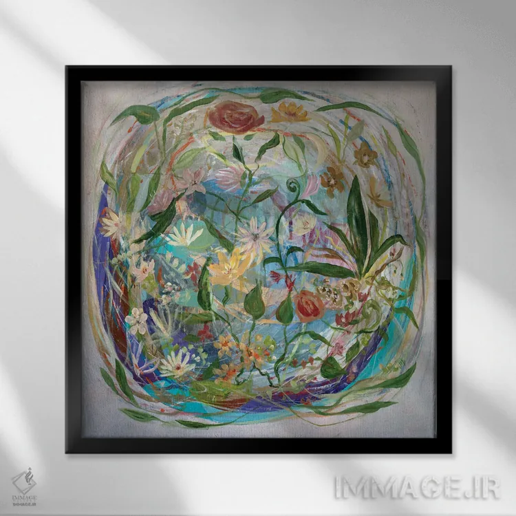 تابلو انتزاعی هدیه زندگی اثر جودی ماس - نمای قابدار مشکی