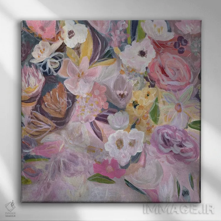 تابلو انتزاعی دسته پرطراوت اثر جودی ماس - نمای روبهرو روی دیوار