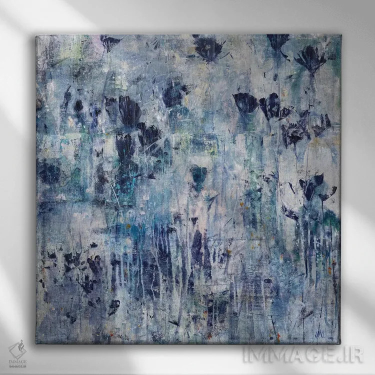 تابلو انتزاعی شکوه گل ها اثر جودی ماس - نمای روبهرو روی دیوار