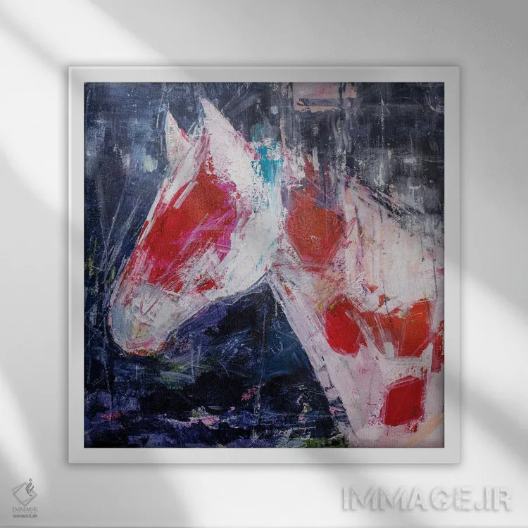 تابلو دکوراتیو کره اسب خجالتی اثر جودی ماس - نمای قابدار سفید