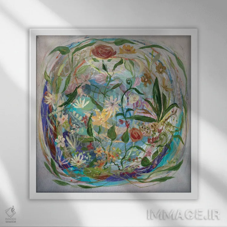 تابلو انتزاعی هدیه زندگی اثر جودی ماس - نمای قابدار سفید