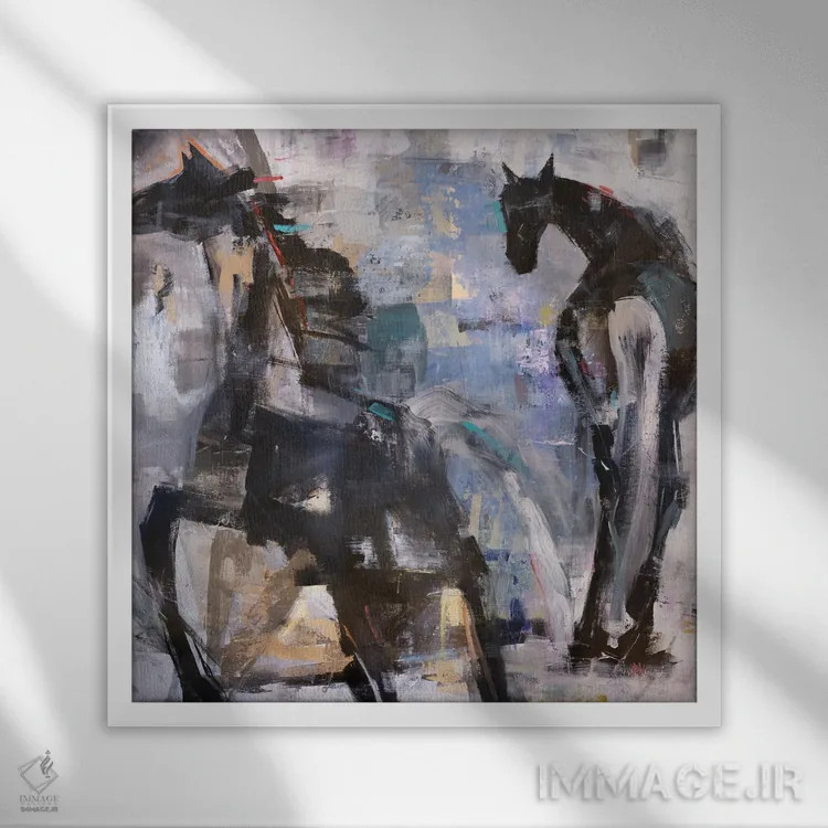 تابلو انتزاعی دم های افشاگر اثر جودی ماس - نمای قابدار سفید