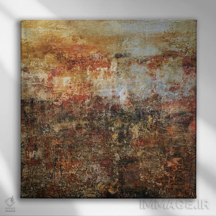 تابلو انتزاعی غروب جوشان اثر جودی ماس - نمای روبهرو روی دیوار