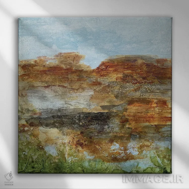 تابلو انتزاعی چشم انداز گرداب اثر جودی ماس - نمای روبهرو روی دیوار