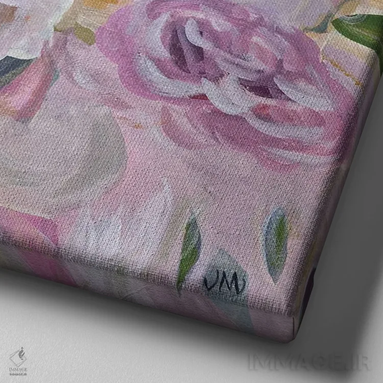 تابلو انتزاعی دسته پرطراوت اثر جودی ماس - نمای نزدیک بافت بوم