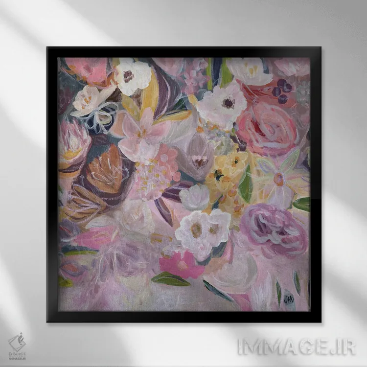 تابلو انتزاعی دسته پرطراوت اثر جودی ماس - نمای قابدار مشکی