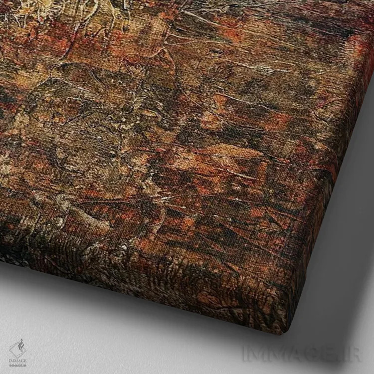 تابلو انتزاعی غروب جوشان اثر جودی ماس - نمای نزدیک بافت بوم