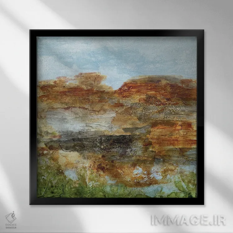 تابلو انتزاعی چشم انداز گرداب اثر جودی ماس - نمای قابدار مشکی