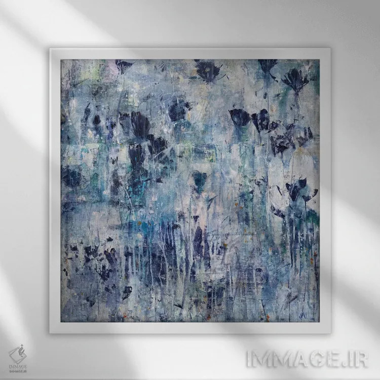 تابلو انتزاعی شکوه گل ها اثر جودی ماس - نمای قابدار سفید