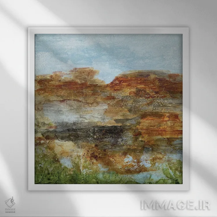 تابلو انتزاعی چشم انداز گرداب اثر جودی ماس - نمای قابدار سفید