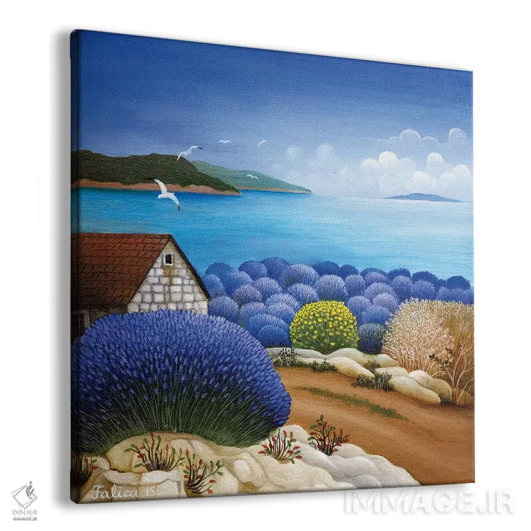 تابلو دکوراتیو مزرعه اسطوخودوس اثر جوسیپ فالیچا - نمای پرسپکتیو محصول